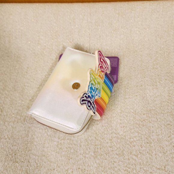 Loungefly Lisa Frank Rainbow Logo Pearlescent Zip Around Wallet NEW - Picture 10 of 16